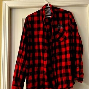 Buffalo Check Happy Camper Flannel Shirt.  Size M